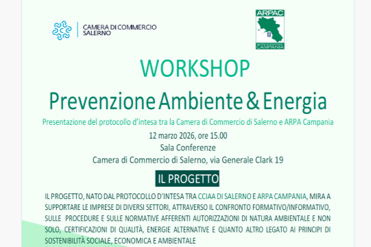 A Salerno il workshop “Prevenzione Ambiente & Energia”
